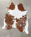 Brown and White Large Brazilian Cowhide Rug 6'1"H x 5'6"W #B18646 by Hudson Hides
