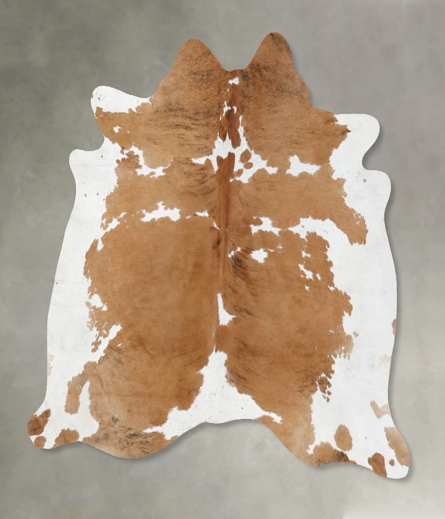 Beige and White X-Large Brazilian Cowhide Rug 6'6"H x 6'4"W #B18649 by Hudson Hides