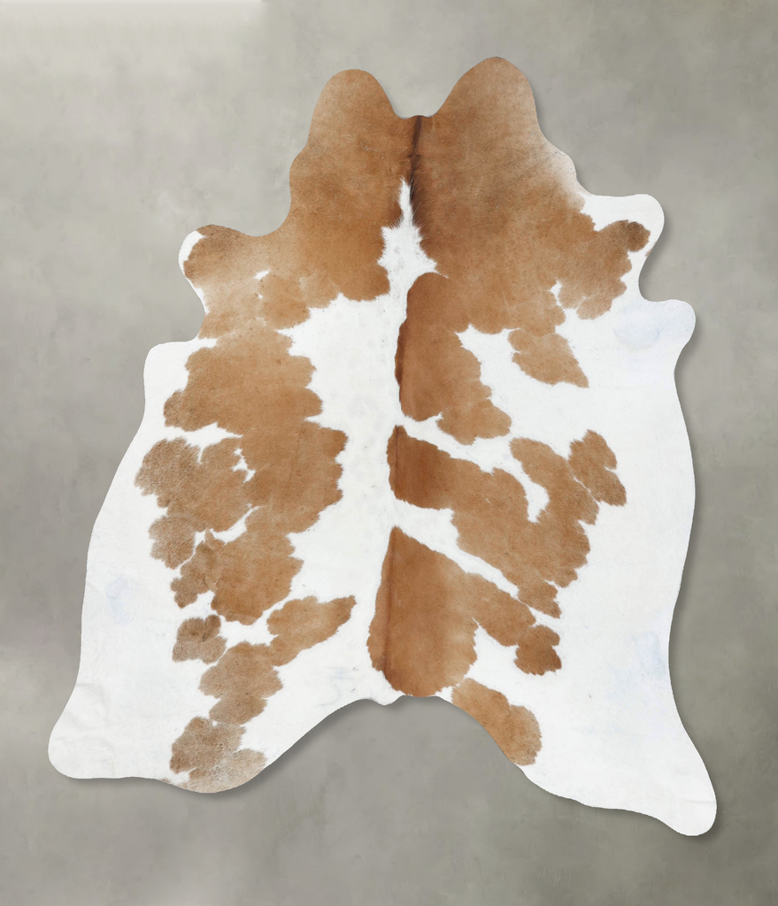 Beige and White X-Large Brazilian Cowhide Rug 6'9"H x 6'7"W #B18653 by Hudson Hides