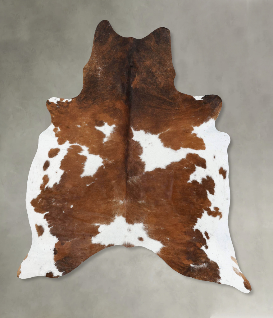 Brown and White X-Large Brazilian Cowhide Rug 7'5"H x 6'0"W #B18654 by Hudson Hides