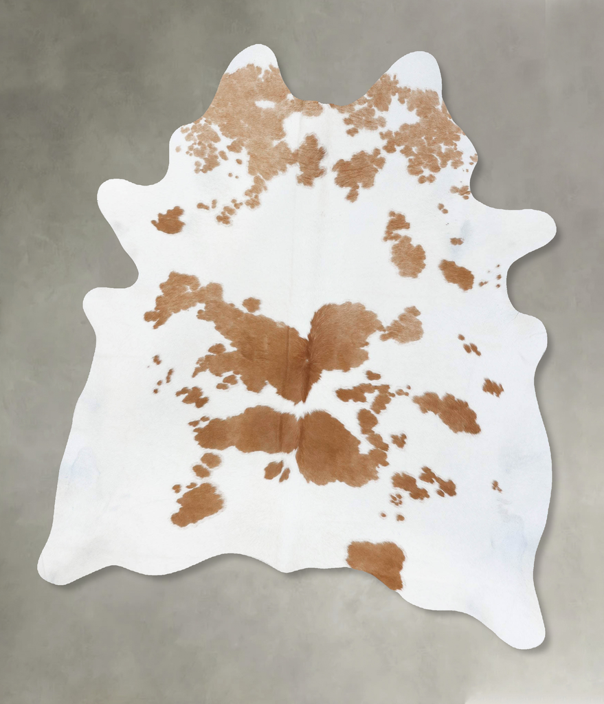 Beige and White Large Brazilian Cowhide Rug 6'7"H x 5'5"W #B18657 by Hudson Hides