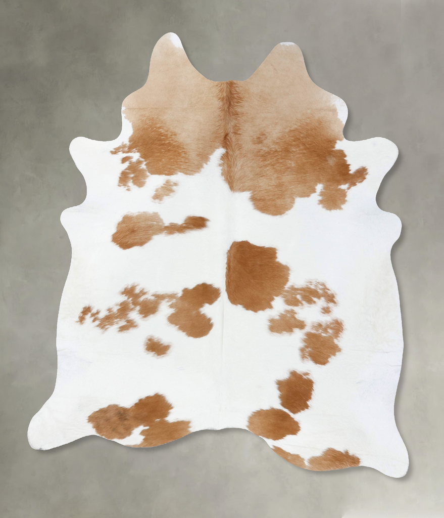 Beige and White X-Large Brazilian Cowhide Rug 7'1"H x 5'9"W #B18658 by Hudson Hides