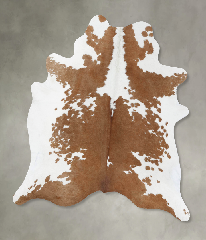 Beige and White X-Large Brazilian Cowhide Rug 7'5"H x 6'0"W #B18660 by Hudson Hides