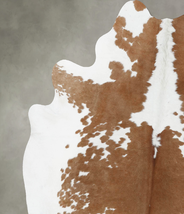 Beige and White X-Large Brazilian Cowhide Rug 7'5"H x 6'0"W #B18660 by Hudson Hides