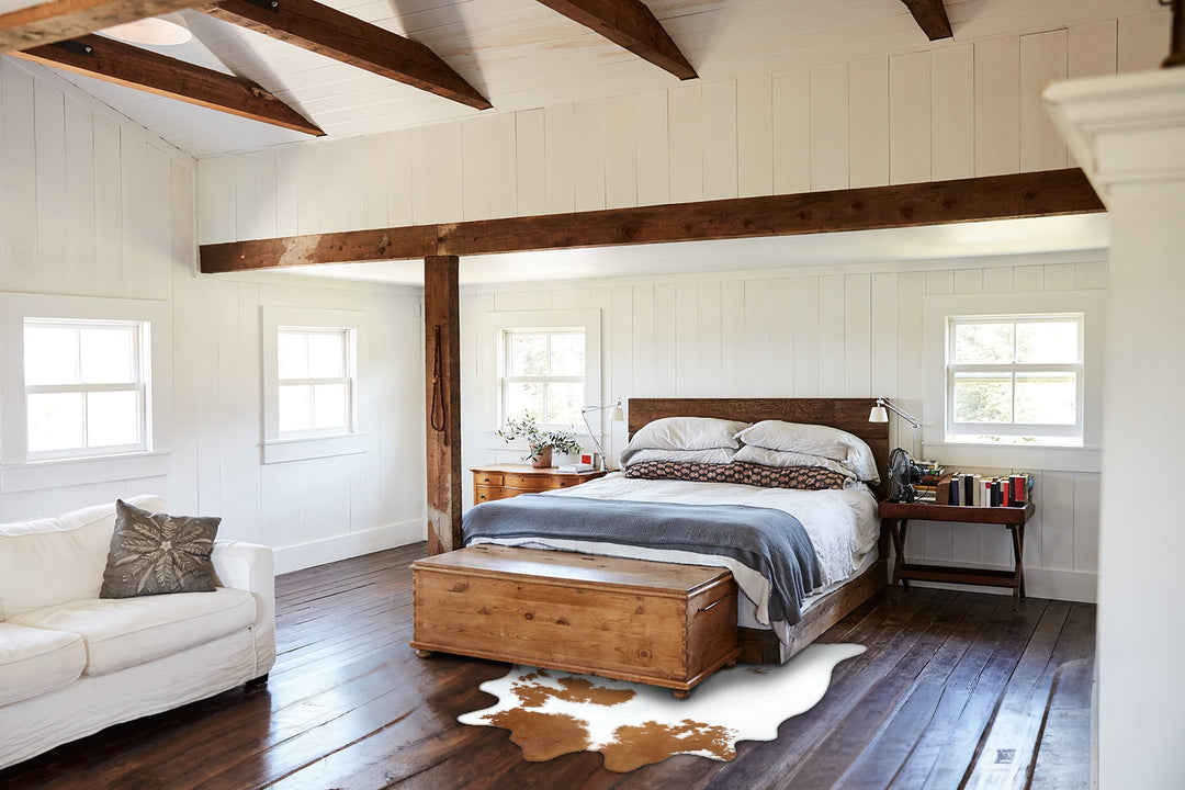 Brown and White Large Brazilian Cowhide Rug 6'7"H x 5'11"W #B18667 by 