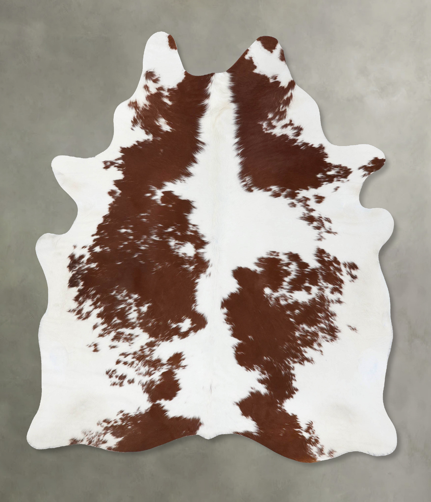 Brown and White X-Large Brazilian Cowhide Rug 7'0"H x 5'10"W #B18672 by Hudson Hides