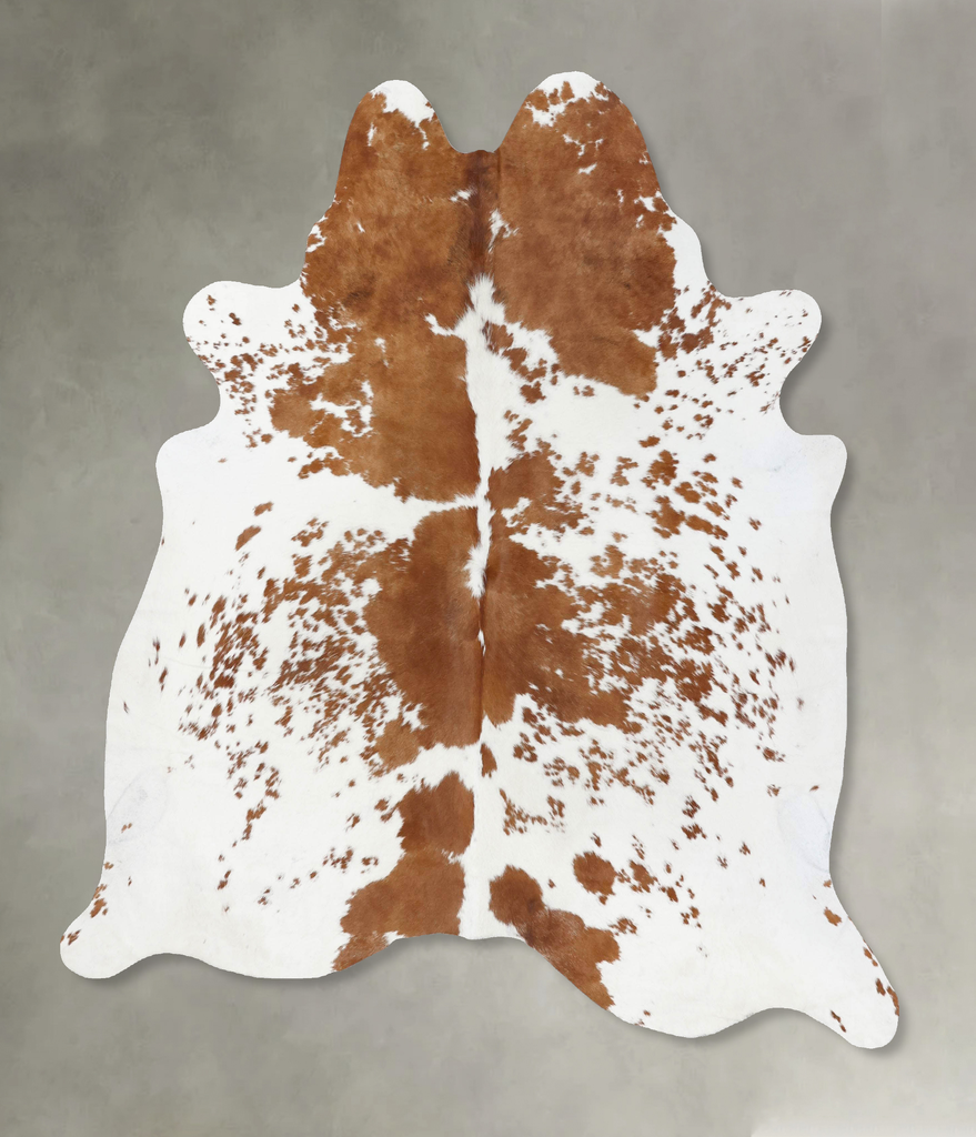 Brown and White X-Large Brazilian Cowhide Rug 7'0"H x 6'6"W #B18679 by Hudson Hides