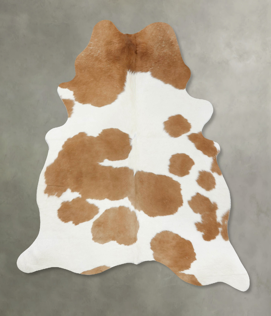 Beige and White Large Brazilian Cowhide Rug 6'10"H x 5'7"W #B18680 by Hudson Hides