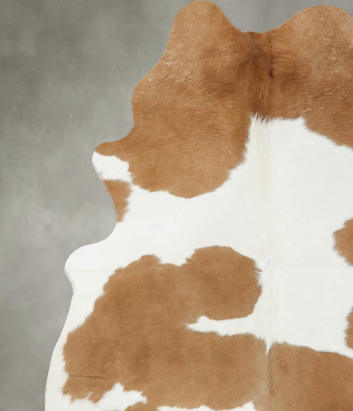 Beige and White Large Brazilian Cowhide Rug 6'10"H x 5'7"W #B18680 by Hudson Hides