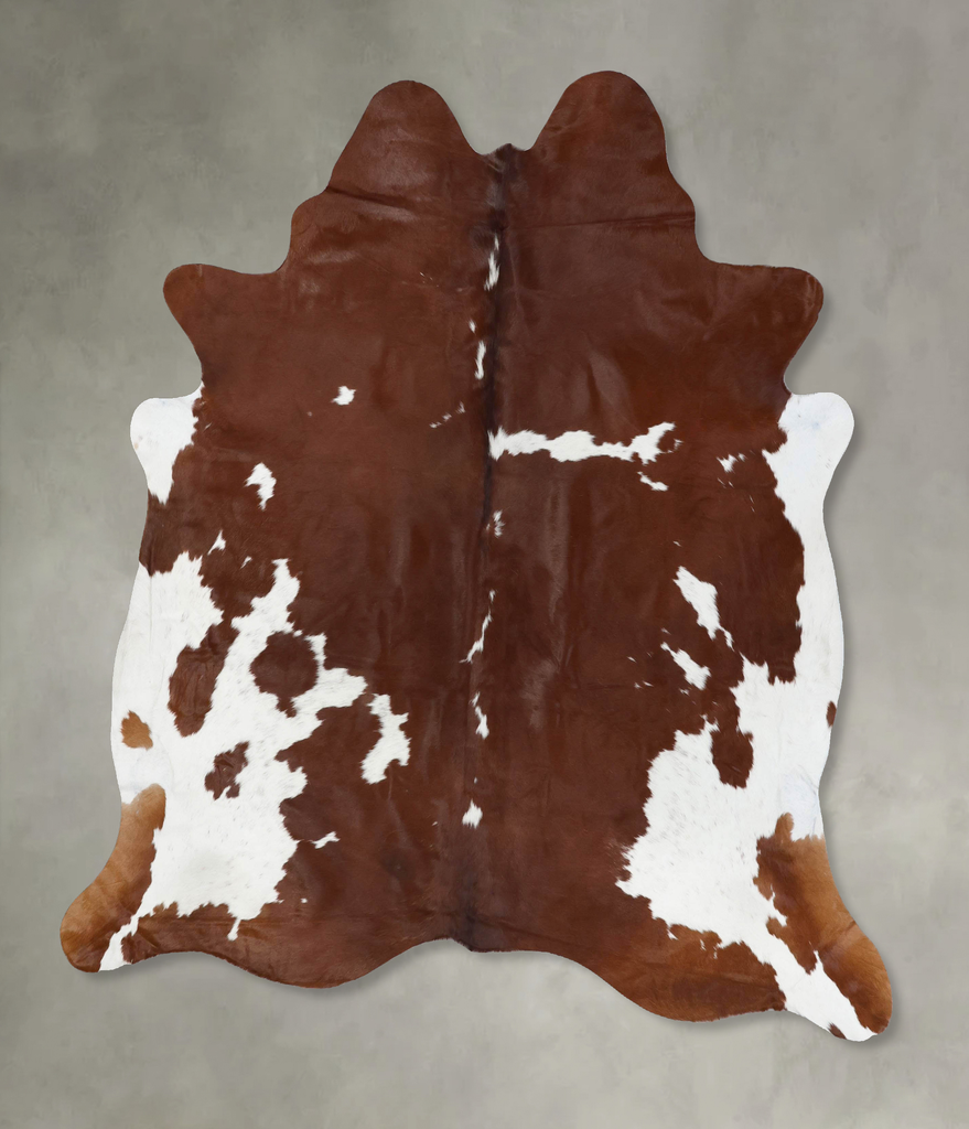Brown and White X-Large Brazilian Cowhide Rug 7'5"H x 6'5"W #B18681 by Hudson Hides