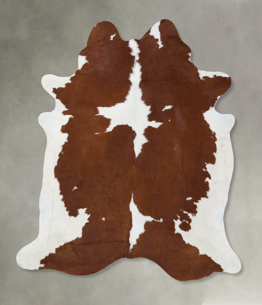 Brown and White XX-Large Brazilian Cowhide Rug 7'10"H x 6'9"W #B18686 by Hudson Hides