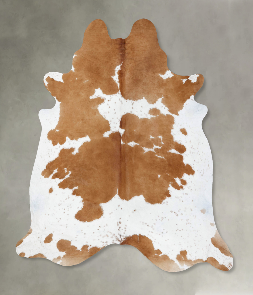 Beige and White XX-Large Brazilian Cowhide Rug 7'11"H x 7'0"W #B18687 by Hudson Hides