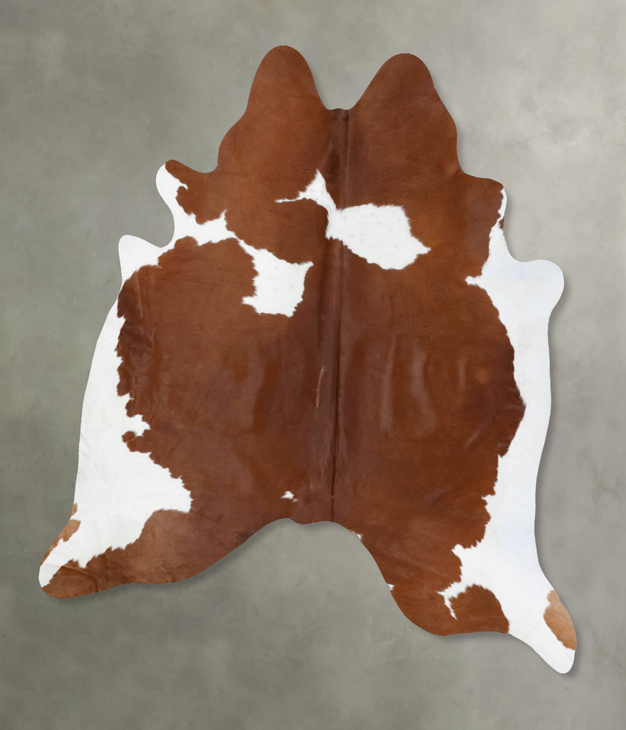 Brown and White XX-Large Brazilian Cowhide Rug 7'7"H x 6'11"W #B18692 by Hudson Hides
