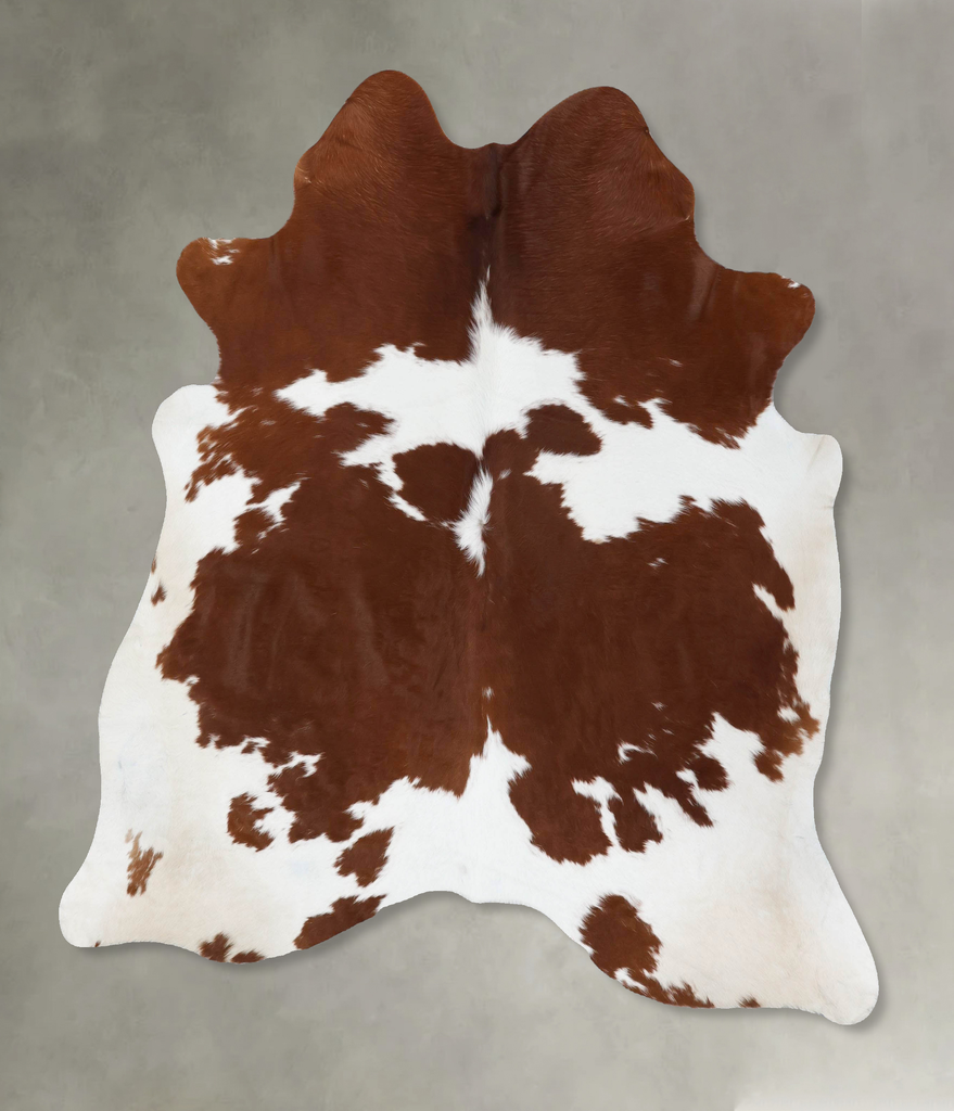 Brown and White X-Large Brazilian Cowhide Rug 6'8"H x 6'0"W #B18698 by Hudson Hides