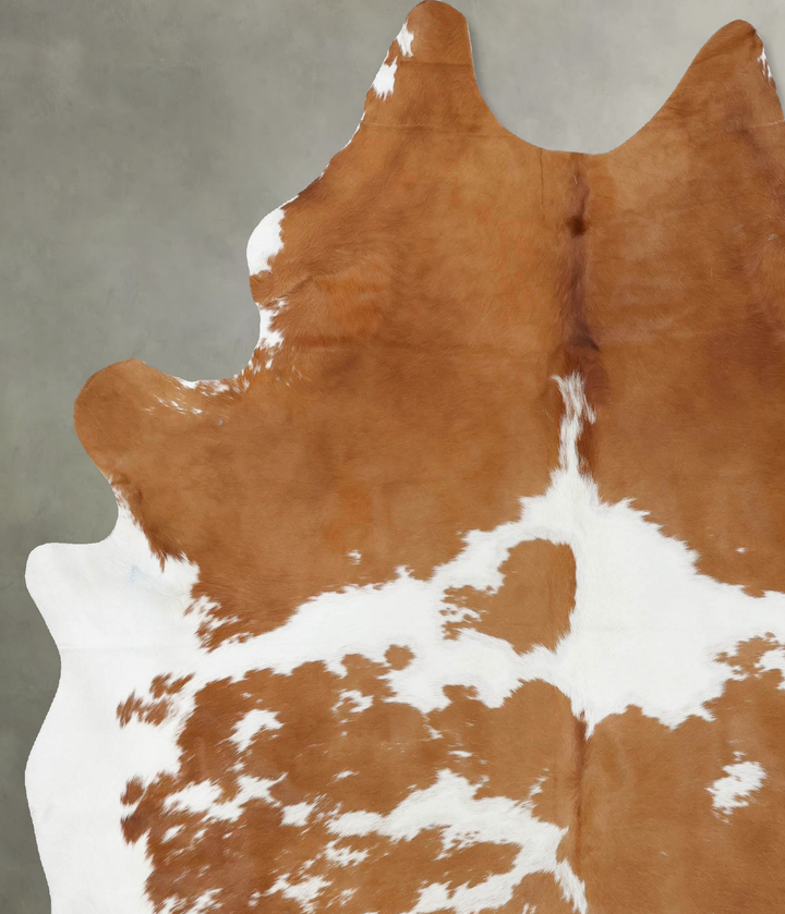 Beige and White X-Large Brazilian Cowhide Rug 8'1"H x 6'1"W #B18702 by Hudson Hides