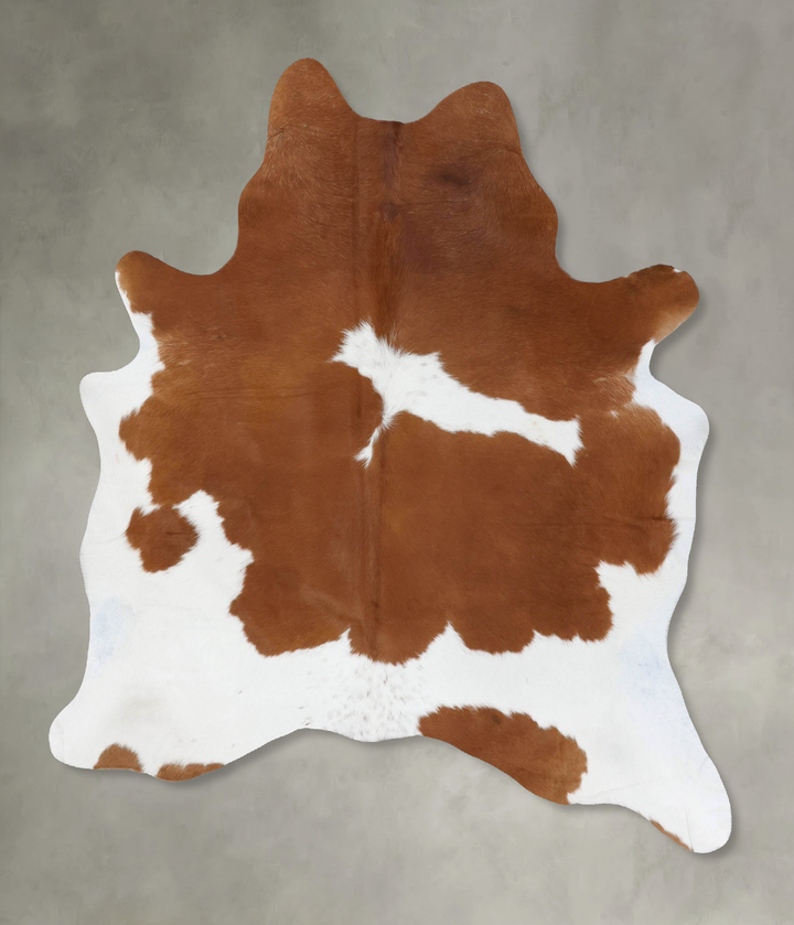 Brown and White Large Brazilian Cowhide Rug 6'8"H x 5'8"W #B18705 by Hudson Hides