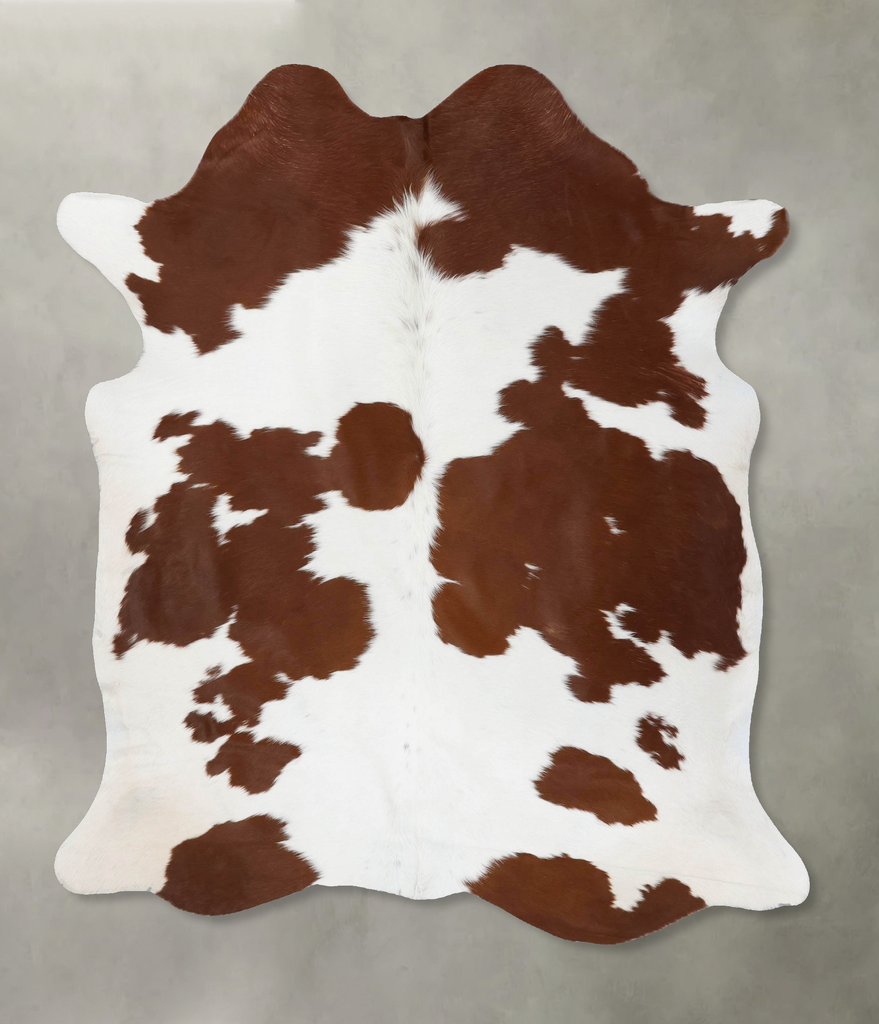 Brown and White Large Brazilian Cowhide Rug 6'8"H x 5'8"W #B18708 by Hudson Hides