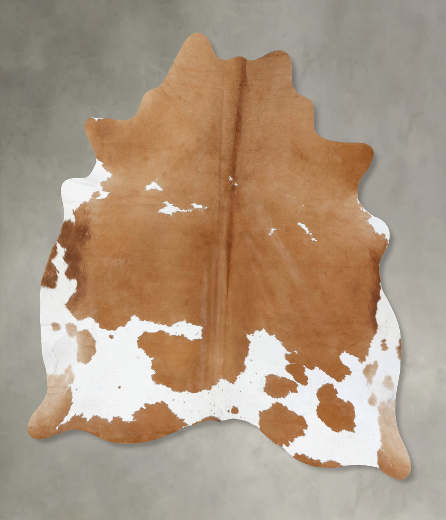 Beige and White Large Brazilian Cowhide Rug 6'8"H x 5'10"W #B18710 by Hudson Hides