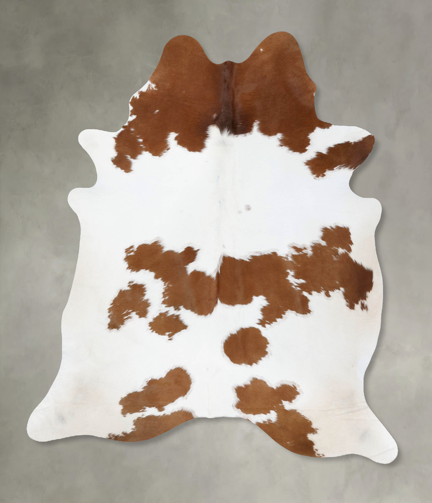Brown and White X-Large Brazilian Cowhide Rug 7'5"H x 6'0"W #B18713 by Hudson Hides