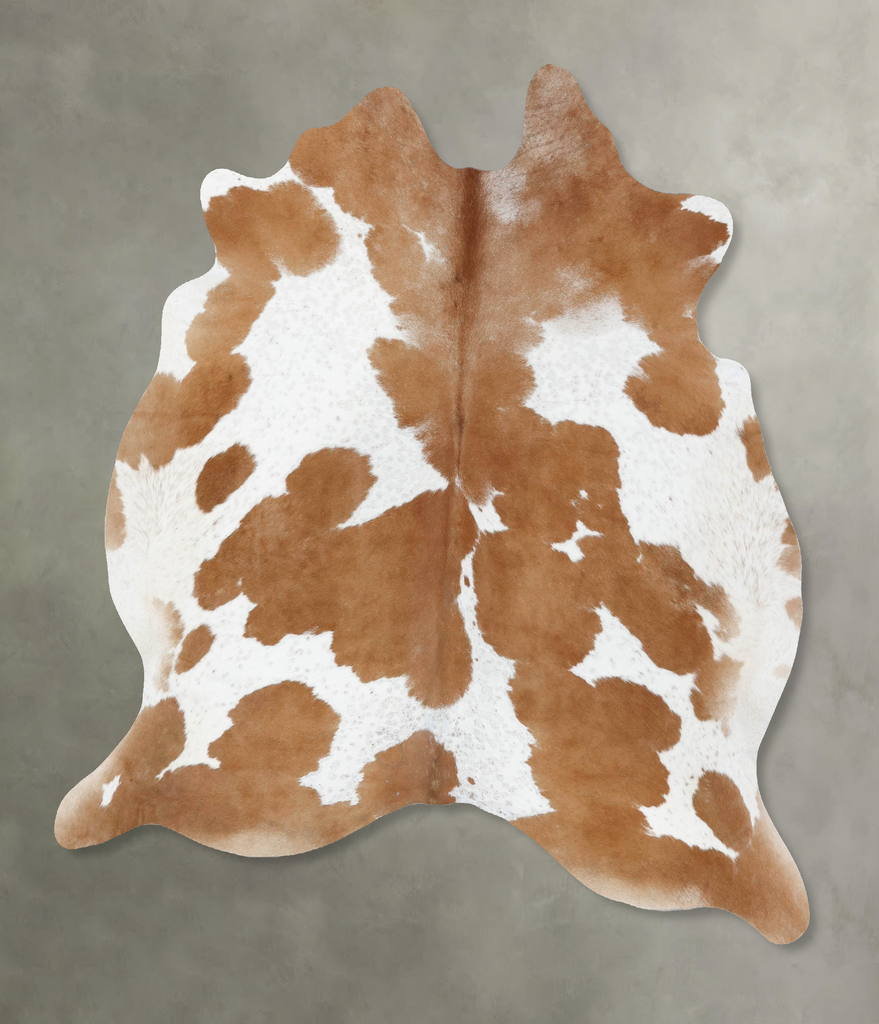 Beige and White X-Large Brazilian Cowhide Rug 6'9"H x 6'1"W #B18718 by Hudson Hides