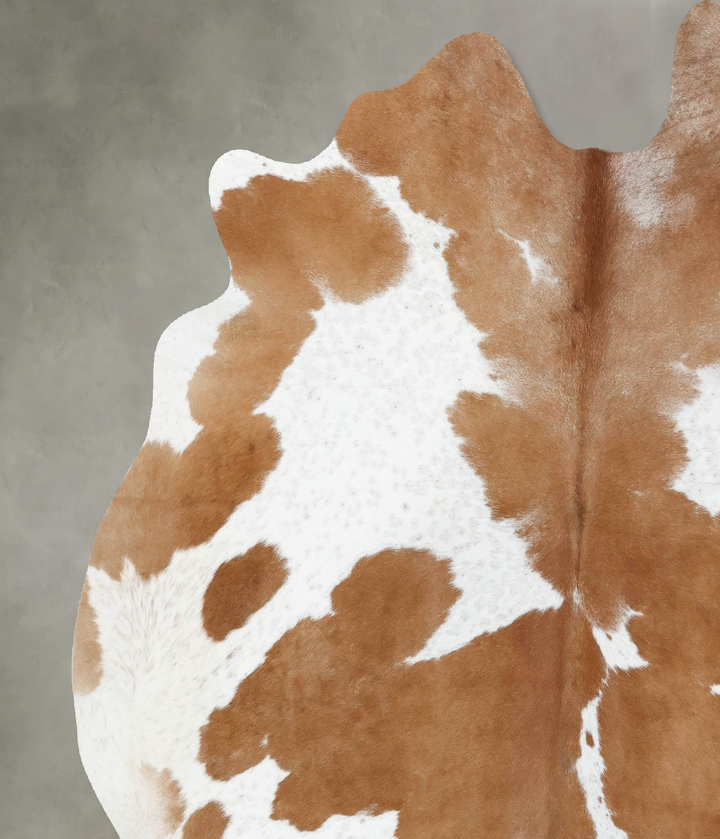 Beige and White X-Large Brazilian Cowhide Rug 6'9"H x 6'1"W #B18718 by Hudson Hides