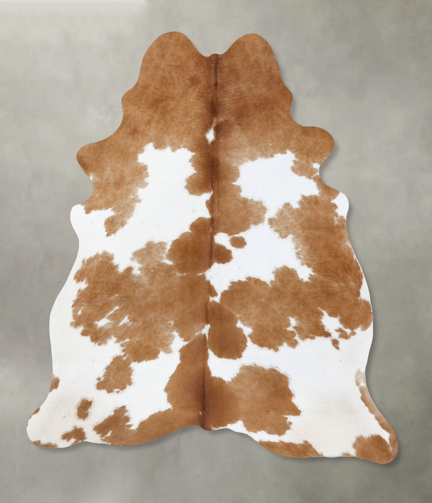 Beige and White Large Brazilian Cowhide Rug 6'5"H x 5'8"W #B18720 by Hudson Hides