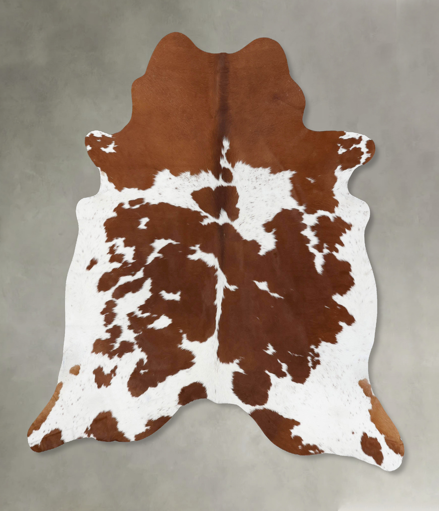 Brown and White X-Large Brazilian Cowhide Rug 6'11"H x 6'2"W #B18721 by Hudson Hides