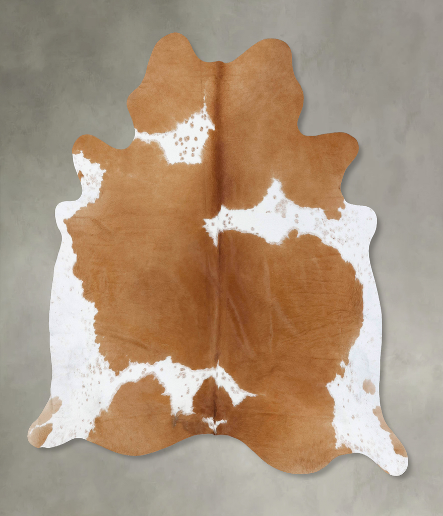 Beige and White XX-Large Brazilian Cowhide Rug 7'6"H x 7'1"W #B18722 by Hudson Hides