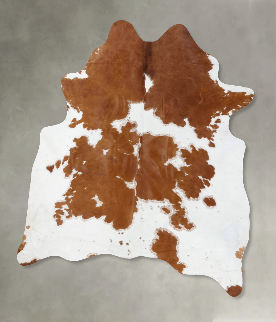 Brown and White X-Large Brazilian Cowhide Rug 7'1"H x 6'0"W #B18727 by Hudson Hides