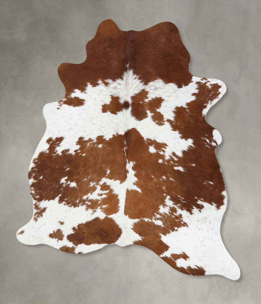 Brown and White X-Large Brazilian Cowhide Rug 7'4"H x 5'10"W #B18728 by Hudson Hides