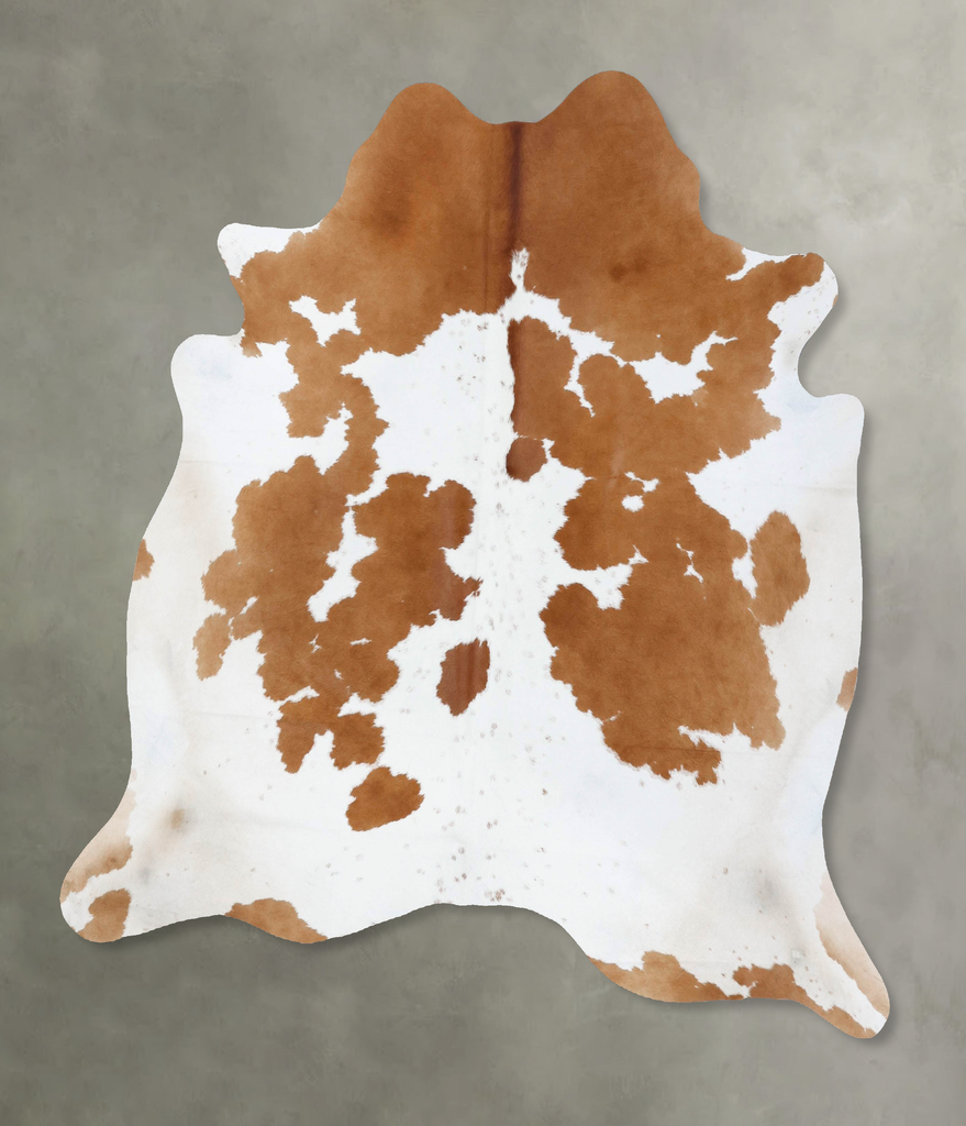 Brown and White X-Large Brazilian Cowhide Rug 6'8"H x 6'4"W #B18731 by Hudson Hides
