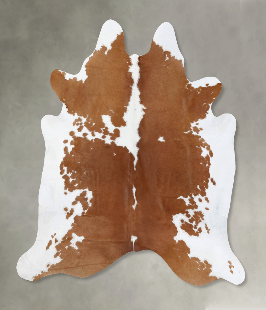 Brown and White X-Large Brazilian Cowhide Rug 7'2"H x 6'7"W #B18734 by Hudson Hides