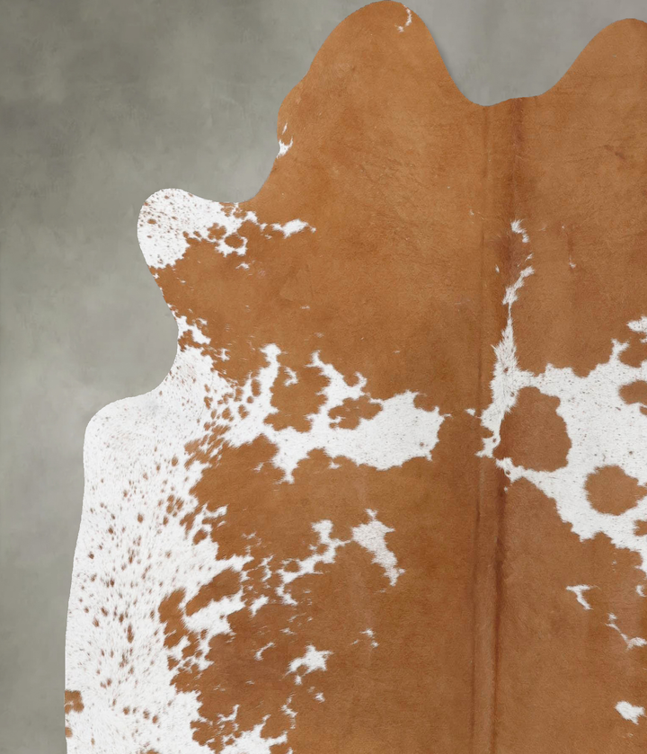 Beige and White X-Large Brazilian Cowhide Rug 6'9"H x 6'0"W #B18737 by Hudson Hides