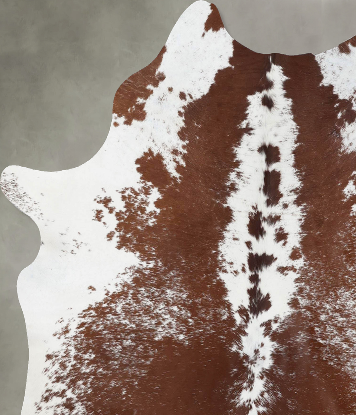 Brown and White Large Brazilian Cowhide Rug 6'8"H x 5'11"W #B18738 by Hudson Hides