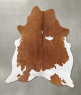 Brown and White X-Large Brazilian Cowhide Rug 6'11"H x 6'0"W #B18739 by Hudson Hides