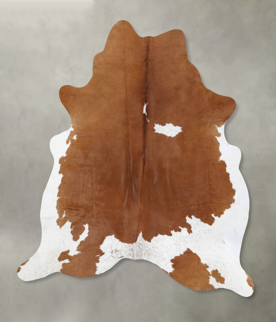 Brown and White X-Large Brazilian Cowhide Rug 6'11"H x 6'0"W #B18739 by Hudson Hides