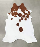 Brown and White Large Brazilian Cowhide Rug 6'6"H x 6'1"W #B18741 by Hudson Hides
