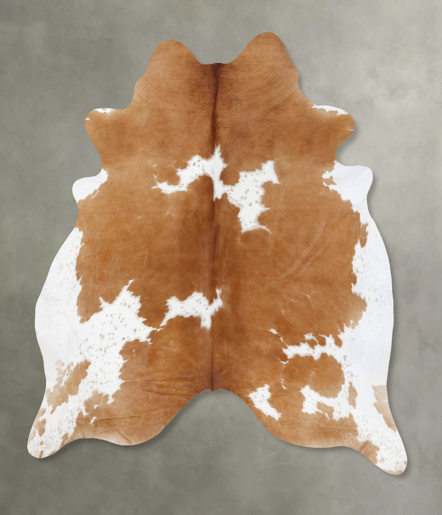 Beige and White XX-Large Brazilian Cowhide Rug 8'1"H x 7'0"W #B18742 by Hudson Hides