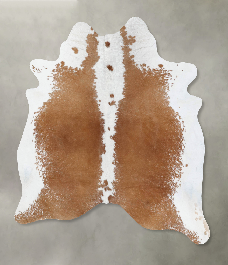 Brown and White Regular X-Large Brazilian Cowhide Rug 7'8"H x 6'5"W #B18743 by Hudson Hides