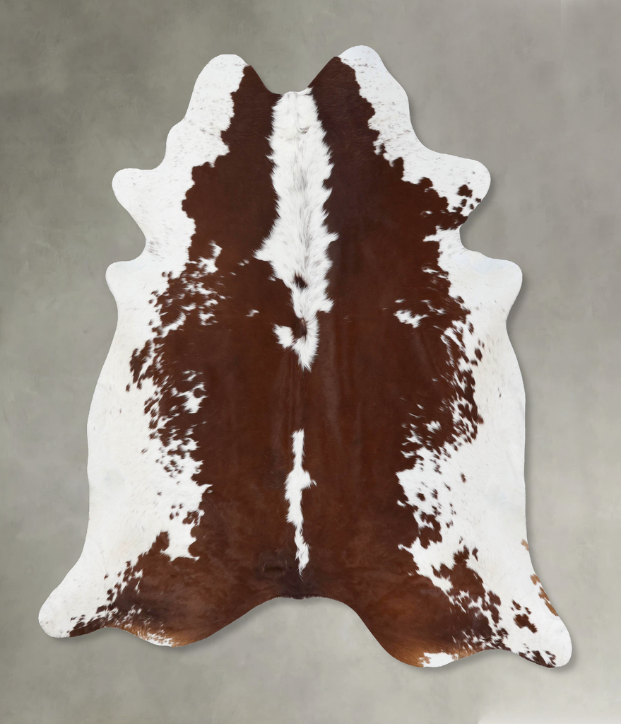 Brown and White XX-Large Brazilian Cowhide Rug 7'9"H x 7'2"W #B18745 by Hudson Hides