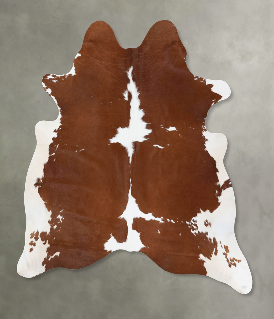 Brown and White X-Large Brazilian Cowhide Rug 7'3"H x 6'6"W #B18751 by Hudson Hides
