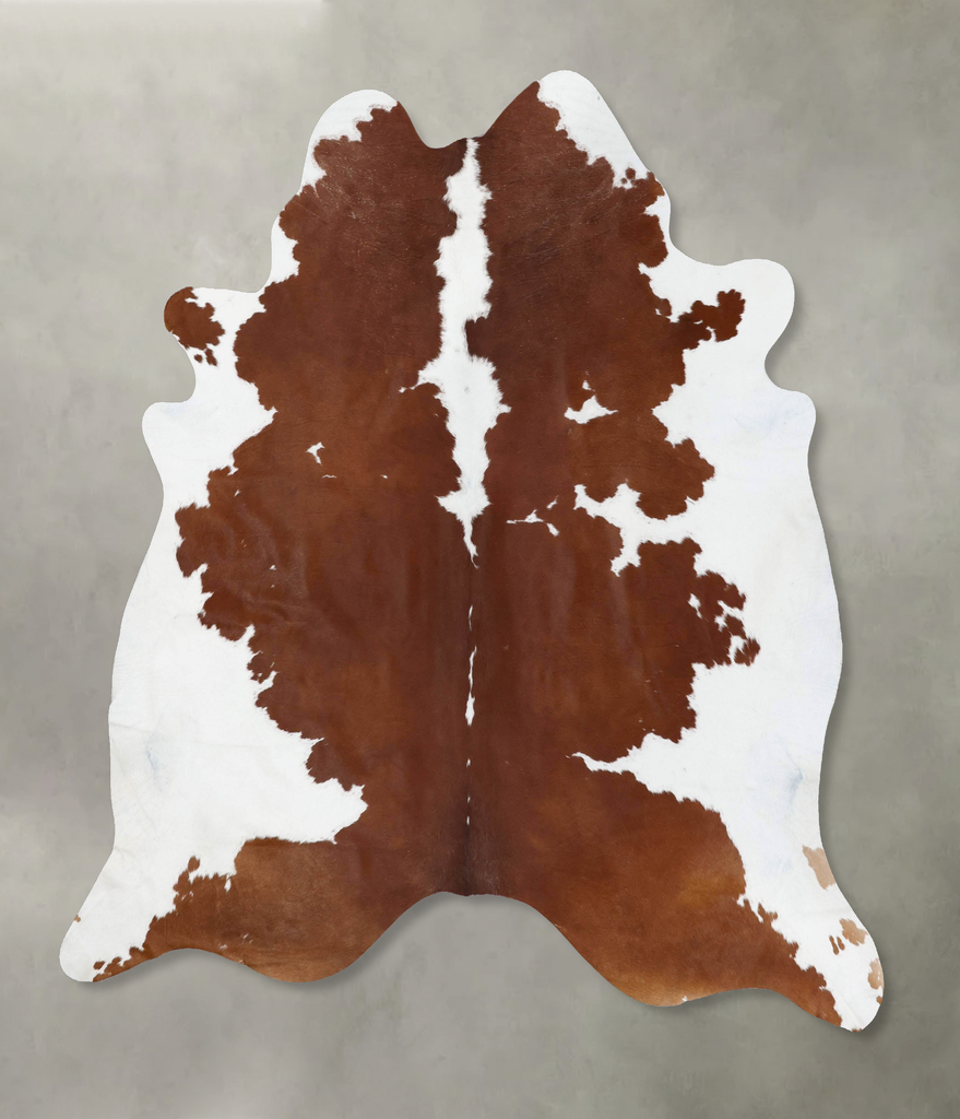 Brown and White XX-Large Brazilian Cowhide Rug 7'8"H x 7'2"W #B18754 by Hudson Hides