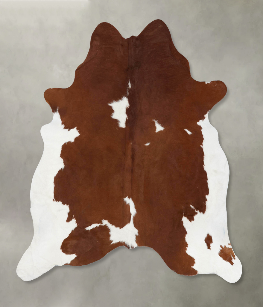 Brown and White X-Large Brazilian Cowhide Rug 7'1"H x 6'6"W #B18758 by Hudson Hides