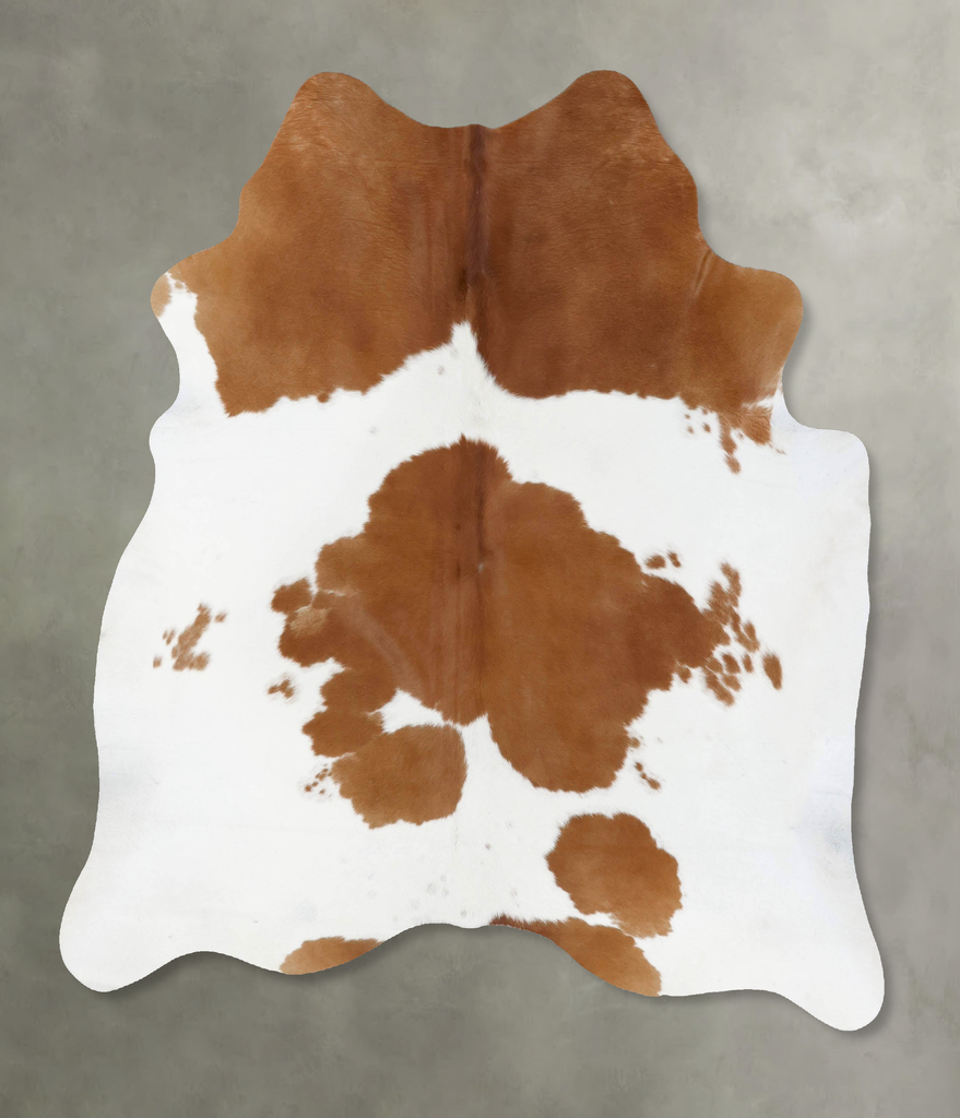 Brown and White X-Large Brazilian Cowhide Rug 6'11"H x 6'1"W #B18768 by Hudson Hides
