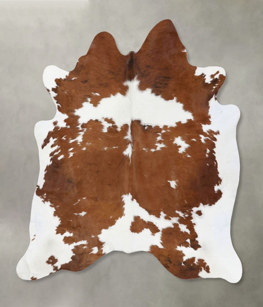 Brown and White X-Large Brazilian Cowhide Rug 7'2"H x 6'6"W #B18769 by Hudson Hides