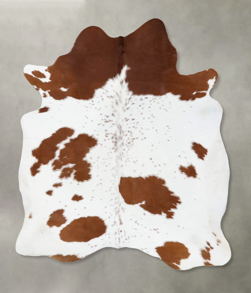 Brown and White X-Large Brazilian Cowhide Rug 7'5"H x 6'2"W #B18771 by Hudson Hides