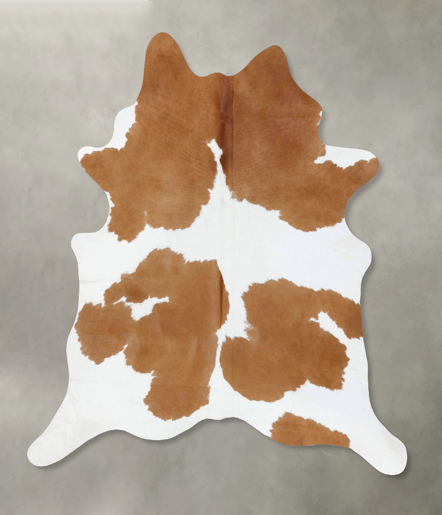 Beige and White X-Large Brazilian Cowhide Rug 6'8"H x 6'0"W #B18772 by Hudson Hides