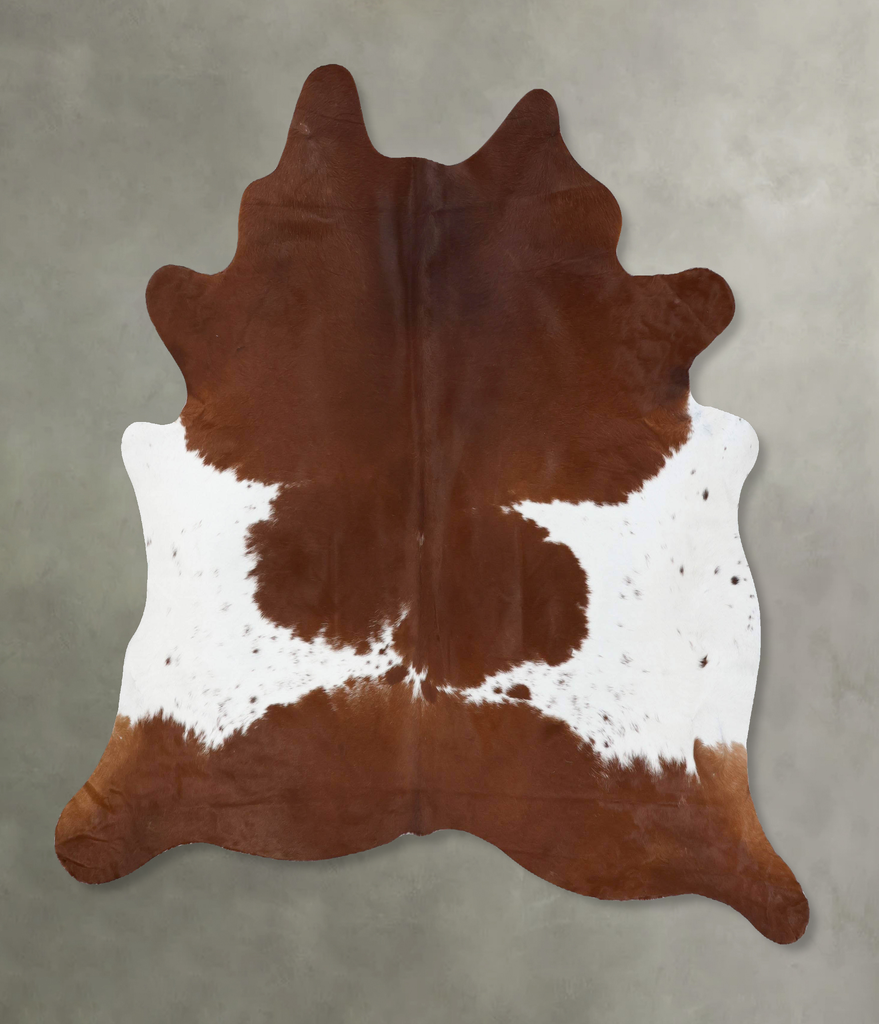 Brown and White X-Large Brazilian Cowhide Rug 7'1"H x 6'7"W #B18774 by Hudson Hides