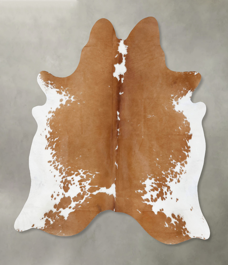 Brown and White X-Large Brazilian Cowhide Rug 7'0"H x 6'7"W #B18780 by Hudson Hides