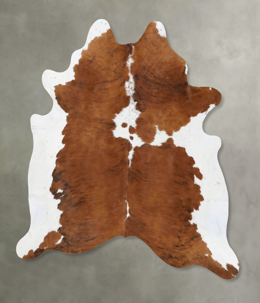 Brown and White X-Large Brazilian Cowhide Rug 7'5"H x 6'5"W #B18783 by Hudson Hides